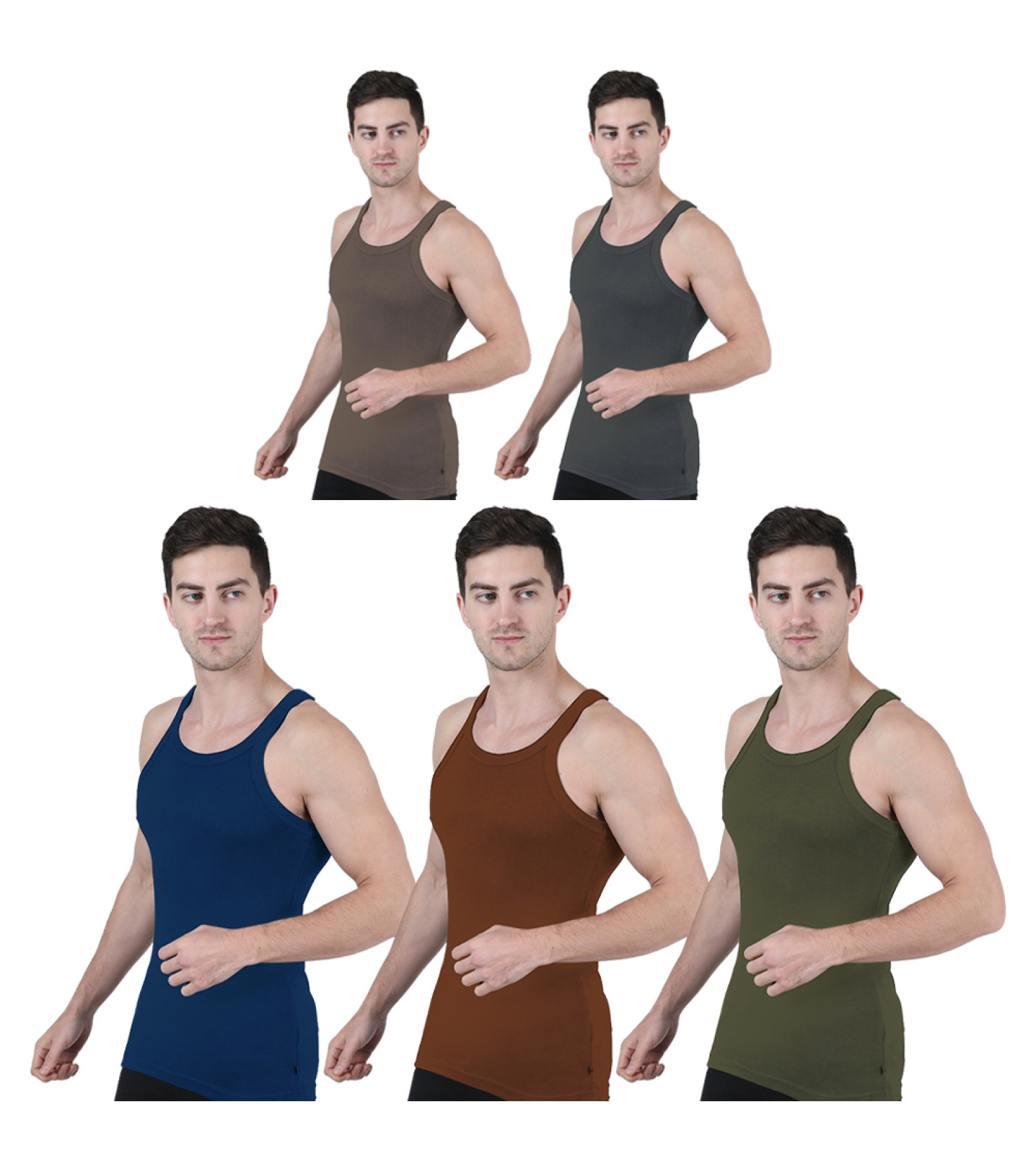 Men's Gym Vest Pack of 5 | Multicolored Sleeveless Vest